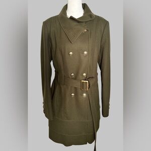 New York & Company Olive Trench Coat with Belt